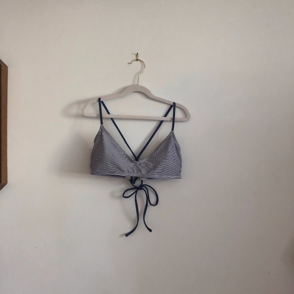 Blue conductor striped Swim Top